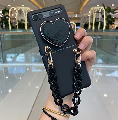 Coque Galaxy Z Flip 4 noire antichoc avec bracelet chaîne intégrée