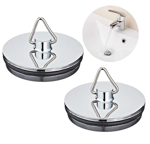 (2 Pack) Tomario Chrome Bath Plug, Pedestal Bathroom Sink Plug for Kitchen Bath Sink Drain Stopper Plug (45mm, 1 3/4 Inch)