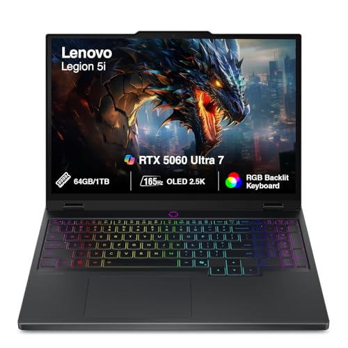 Image of Lenovo Legion 5i AI Gaming Laptop 15.1 inch 165Hz OLED 2.5K WQXGA Display (Intel Core Ultra 7 255HX, 64GB DDR5, 1TB PCIe SSD, GeForce RTX 5060 572 AI TOPS, 24-Zone RGB KB, Thunderbolt 4, Win 11 Pro)