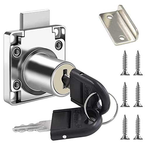 Serrure Meuble, Serrure Tiroir Bureau, Serrure de Porte d'armoire, Serrure de Meuble à Cylindre Utilisation avec 2 Clés, pour Fermer des Placards, Tiroir, Armoire ect, Épais et Durable (22mm)