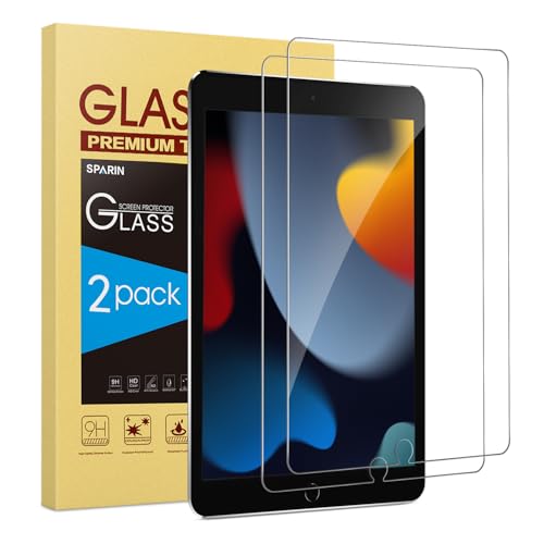 SPARIN 2 Stück Panzer Schutz Glas für iPad 9./8./7. Generation (2021/2020/2019) Schutzfolie für iPad 10 2 Zoll 9H Härte Glas Folie HD-Klar