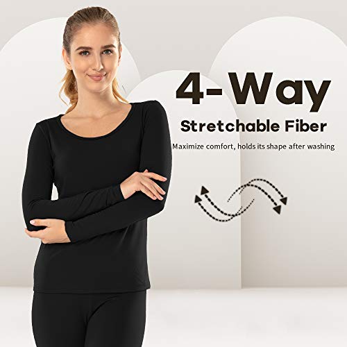 Image of MANCYFIT Thermal Underwear for Women Long Johns Set Fleece Lined Ultra Soft Scoop Neck