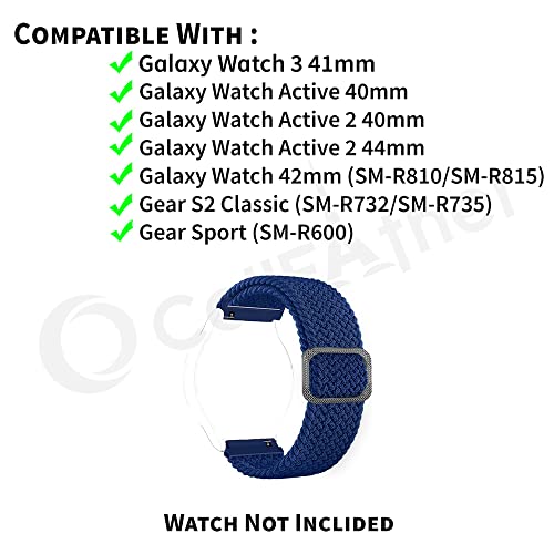 Image of CellFAther 20mm Watch Band Elastic Nylon Loop with Quick Release pins Compatible with Samsung Galaxy Watch Active 2 44,40mm / Galaxy Watch 3 41mm / Galaxy Watch 42mm /Gear S2 /Classic (Blue)
