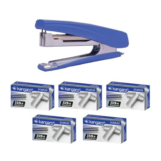 Kangaro Stapler HD-10 D (Blue Colour) with 5 Staple Pins Boxes