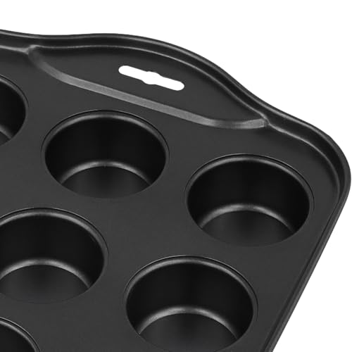 2 Pack Mini Cheesecake Pans, 12 Cup Loose Based Mini Sandwich Tin, Non Stick Muffin Trays with Removable Bottoms for Individual Cheesecakes Cupcakes Puddings Tarts, 33x20.7x4cm, Black - Image 4
