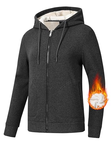 Image of MoFiz Zip Up Hoodie Women Fleece Lined Jackets Winter Coats With Pocket