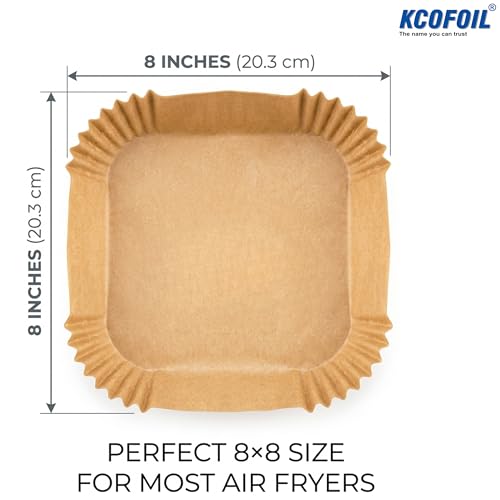 Image of 100 PCS Air Fryer Disposable Paper Liners | 8 Inch Square Parchment Sheets | Oil-Proof & Non-Stick, Heat Resistant Baking Paper for Air Fryer, Microwave, Roasting & Cooking| Pack of 1