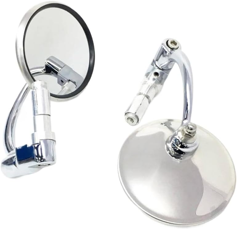 Aluminum Universal Glossy Round Shape Handle Bar End Side Rear View Mirrors Compatible With Motorcycle Racer Scooter Bike