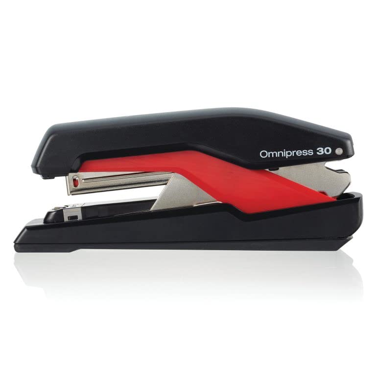 Swingline Omnipress - Engrapadora 30, 30 hojas, color negro y rojo