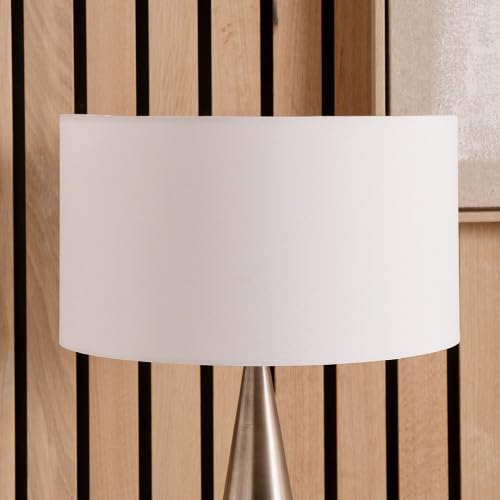 White Cylinder Cotton Lampshade for Table Lamps 14 inch | Drum Lamp Shade for Living Room Standard Lamps (White, 35cm Diameter)