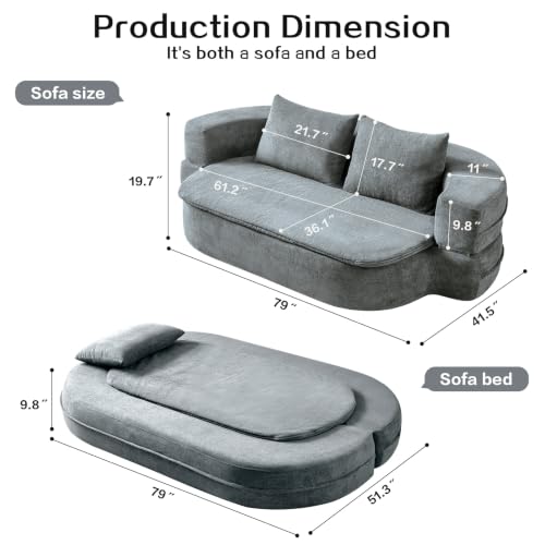 Image of 79 inch Convertible Futon Sofa Bed Mattress, Sleeper Boneless Futon Sofa,Grey
