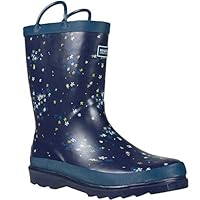 Regatta Boys Puddleduck Welly Printed Full Rubber Wellington Boots, Navy Floral Print, 10 UK Child