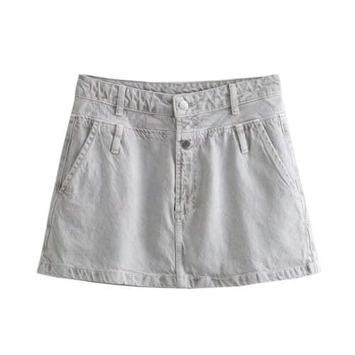 Jupe en jean taille basse de printemps coupe trapèze bleu rétro en taille S