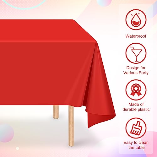 32 Pack Red Plastic Tablecloth for Rectangle Tables, Premium Decorative Red Disposable Table Cloths for Parties, Rectangle Party Table Cover for Birthday, Wedding, Christmas, Anniversary, 54 x 108Inch by Ragnhild - Image 3