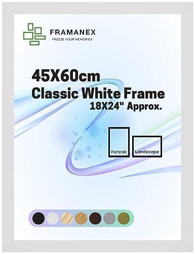 FRAMANEX Modern Dome Shape Frames | White Colour 45X60 CM Picture Photo Poster Frames | 60X45 CM Rectangle Picture Frame | Beautify Your Walls with SD Mold Wood Finish Photo Frame