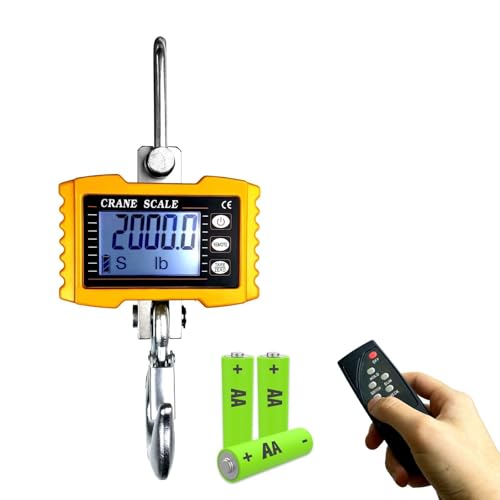 Image of YATOINTO 2200lb Digital Crane Scale High Precision Heavy Duty Industrial Hanging Scale with Remote Control Aluminum Case CE Certified Electronic Weighing Crane Scale, for Garage Farm Hunting Fishing