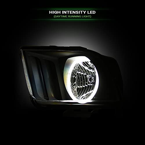 LED Halo Headlights for 2005-2009 Ford Mustang Black Housing DRL - Image 6