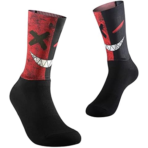 Aero Cycling Socks, Road Mtb Performance Socks, Breathable Crew Bike Socks, Firm Compression Fit, Men & Women (Red) Cover