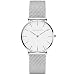 Produktbild Damen Uhren, Allskid Minimalistisch Dial Business Stil Rostfreier Stahl Mesh Einstellbar Gurt Quarz Bracelet Armbanduhr Women Watches (Free, Silber+Weiß)
