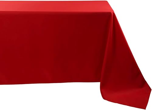 Vista 3 de Mantel rectangular de 90 x 156 pulgadas, mantel rectangular rojo para mesa de 8 pies en poliéster lavable, ideal para decoración de bodas