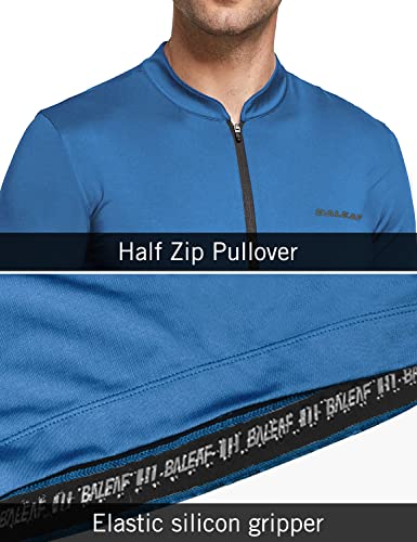 BALEAF Men's Cycling Jersey Top Half Zip Bike Shirt 4 Rear Pockets Mountain Bicycle Quick Dry Reflective UPF50+ Blue XL