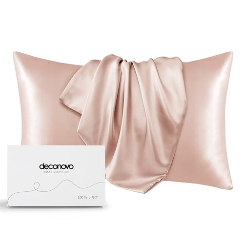 Deconovo 枕カバー 両面シルクまくらカバー ピローケース 6Aクラスシルク100%シルク 50cmx70cm ローズ 封筒式枕カバー ギフト 美肌 美髪 寝癖軽減 手洗える 良い通気性 四季適応 贈り物 1枚セット