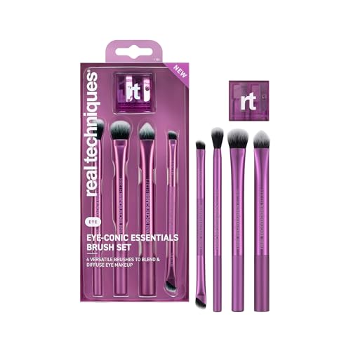 Real Techniques Eye-Conic Essentials Makeup Brush Set, 5 Piece Eyeshadow, Blending & Liner Brush Kit for Complete Eye Looks from Natural to Glam, Soft...