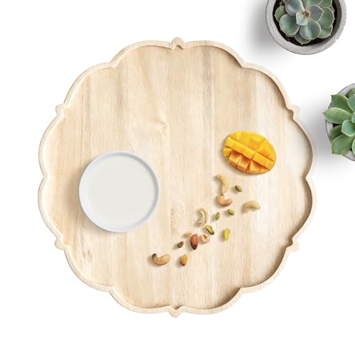 Bandeja De Servicio - Plato De Alimentos Ligero Decorativo En Forma De - Plato De Almuerzo De Madera | Para Casa Sala De Mesa Café, Terraza Barbacoa Desayuno Aperitivo