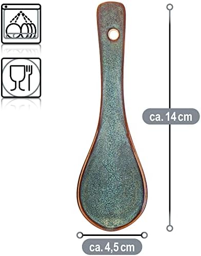COM-FOUR® 8x chinskie lyzki do zupy - szklo reaktywne kamionka - lyzki azjatyckie - lyzki do przystawek - zastawa stolowa - mozna myc w zmywarce