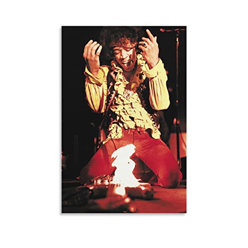 Flowerwine Jimi Singer Hendrix Poster Canvas Wall Art Room Decor Picture For Bedroom Office Bar And Dormitory 12X18Inch(30X45Cm) #TOP6
