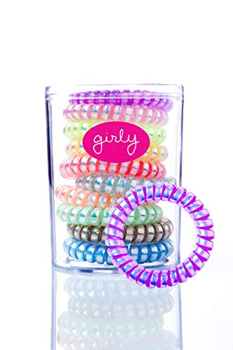 Girly Coil Hair Ties, Spiral Ties, Phone Cord Ties, Hair Coils 10PCS Summer Pearl Collection 10 Colors!