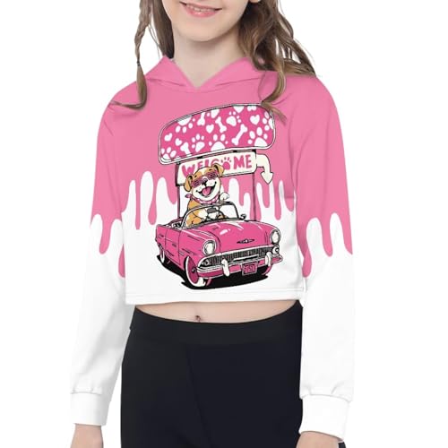 Animal Print Girls Short Sleeve Hoodie Breathable Summer-to-Fall Top,Playground Birthday Party Approved,Size 5-14Y