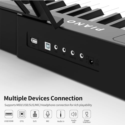 Best Digital Pianos with Bluetooth Connectivity 12 Digital Piano 88 Key Full Size Semi Weighted Electronic Keyboard Piano Set with Stand,Built-In Speakers,Electric Piano Keyboard with Sustain Pedal,Bluetooth,MIDI/USB/MP3 for Beginners Adults/81x #4