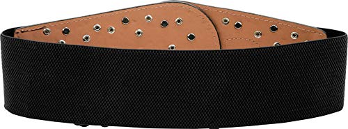 BlackButterfly Wide Elastic Stretch Retro Metal Interlock Buckle Belt4