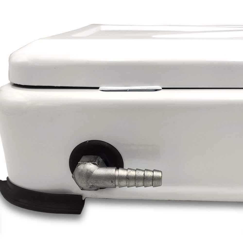 Hornillo de Gas portátil 2 Fuegos - Control de Llama - Estufa de Camping compacta con Tapa - Ideal para Camping, Exterior y Viajes - 4 Patas de Goma Antideslizantes - Color Blanco