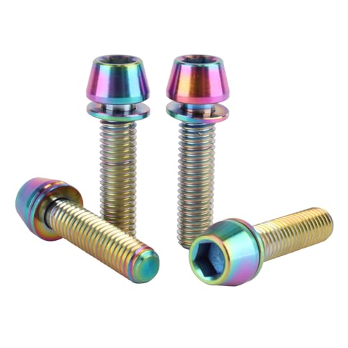 Image of 4Pcs Titanium Bolt M6 x 25mm Allen Hex Bolts with Washers Screw for Bicycle V Brake Hub Fixed (Rainbow)