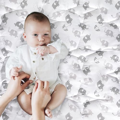 Image of Baby Play Mat Extra Thick, Large, Crawling Mat Non Slip Padded Baby Mats for Playing 79x55 Inches, Grey Elephant