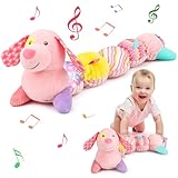 Baby Sensory Toys 0-6 Months Music Stuffed Animal Plush Dog Toy for Infant 0-3-6 Month Tummy Time Toys with Crinkle Rattle for 6-12 Month Newborn Birthday Easter Gifts for 2 3 4 5 Month Old Girls Boys