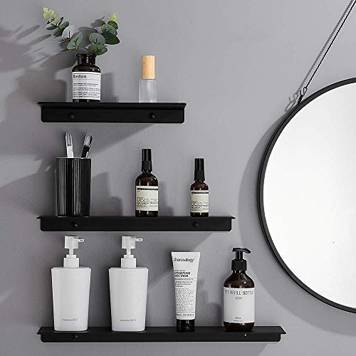 Danpoo Metal Wall Shelf, Black Floating Shelf, Small Bathroom Shelf, 12" Display Shelves For Wall Storage, Aluminum, Wall Mounted #TOP7