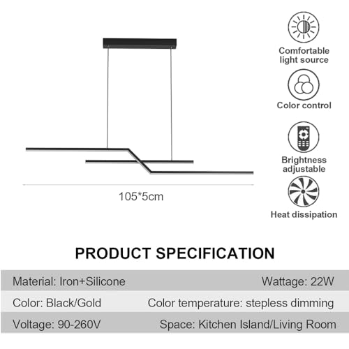 Suspension LED linéaire variable 3000-6500K avec télécommande pour îlot - 5