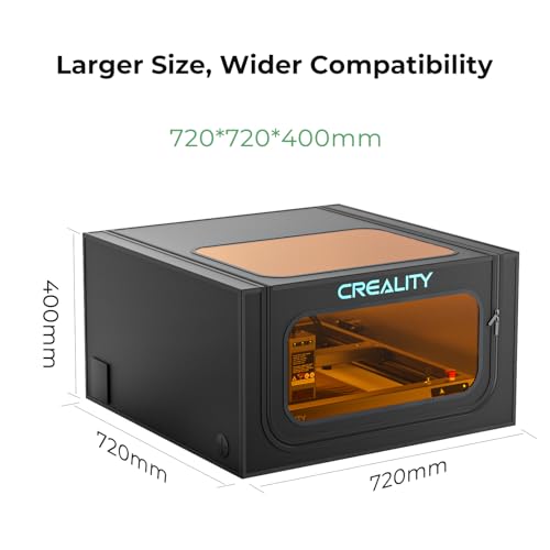 Image of Creality Laser Engraver Enclosure 2.0 with Vent, Fireproof and Dustproof Laser Cutter Protective Cover 28.3x28.3x15.7in with Fan and Pipe, Fits for Most Laser Engraver, Against Smoke, Odor, Noise