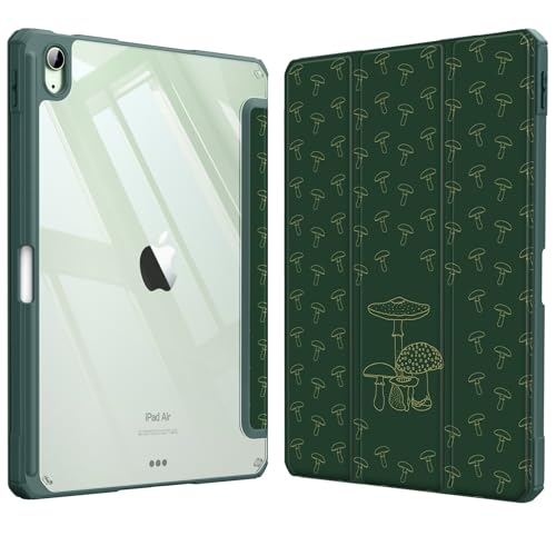Housse iPad Air 5/4 10.9 po transparente motif champignon pour dessiner et travailler partout