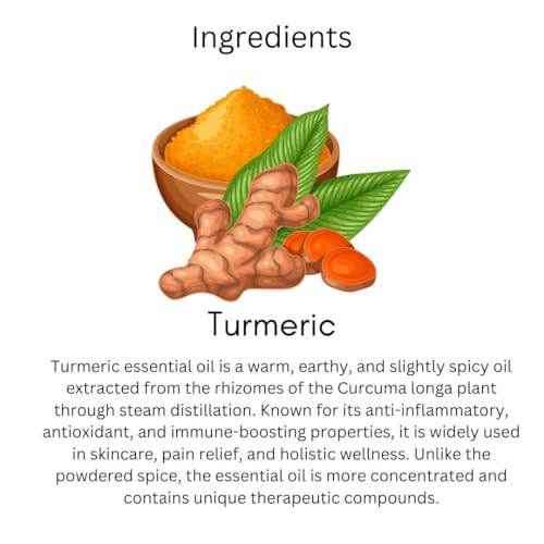Image of Khadi Turmeric Essential Oil 15 ml | Pure & Natural | For Skin Care, Scars & Acne | Muscle Relaxation & Anti Aging | Face & Body Massage Oil | All Skin Types | Aromatherapy for Men & Women