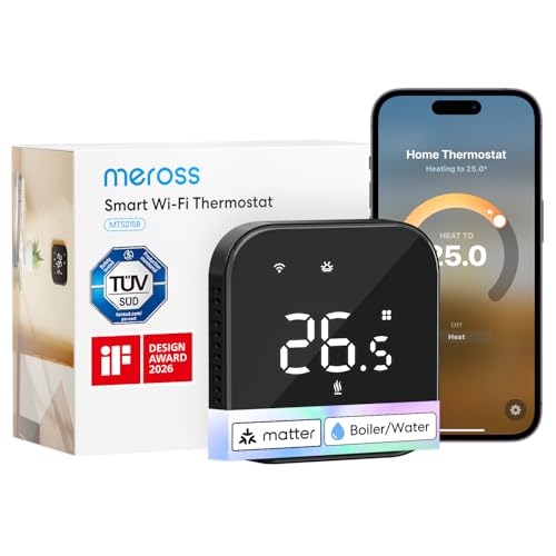 Meross Smart Thermostat Matter Heizungsthermostat Digital WLAN Raumthermostat für Fußbodenheizung & Boiler, Intelligente Wandthermostat mit Home Assistant, Siri, Alexa & Google kompatibel