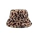 HUANG Cappello da Pescatore con Stampa Leopardata Pelliccia Sintetica Peluche Berretto da Pescatore di Lana soffice Morbido Inverno Caldo Cappelli a Cloche da Pesca retrò Regali per Le Donne Ragazze