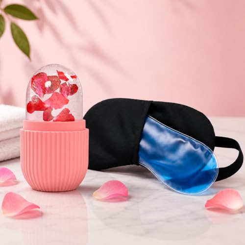 Image of Cooling Gel Eye Masks for Dark Circles, Ice Roller for Face & Body, Skin Tightening, Dry Eyes & Face Glow, Eye Masks Black, Ice Roller Multicolour - Eye Mask, Ice Roller