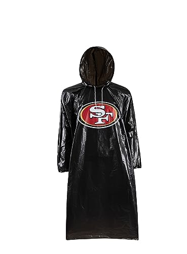 Image of NFL Waterproof Rain Poncho for Adults, Sporty, Elastic Sleeves and Drawstring Hood, Unisex Rain Coat