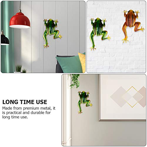 Cabilock 2Pcs Metal Frog Wall Decor Wall Art Sculpture 3D Metal Crafts Hanging Ornaments Outdoor Fence Art For Home Garden Bedroom #TOP3