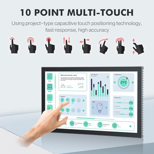 Image of 21.5 inch Industrial Touch Panel PC, Ratio 16:9 Multi-Touchscreen-Monitor,Wall Mounted Touch Screen Panel Computer,WiFi & Built-in Speakers,IP65 Front,Win 11 I7 RAM 8G+512G SSD