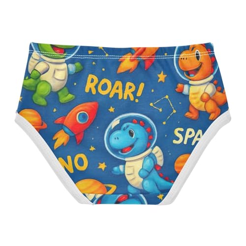 Cute Dinosaurs Space Blue Girls Panties, Toddler Girl Briefs, Cotton Underwear for Girls, 2–8 Years2